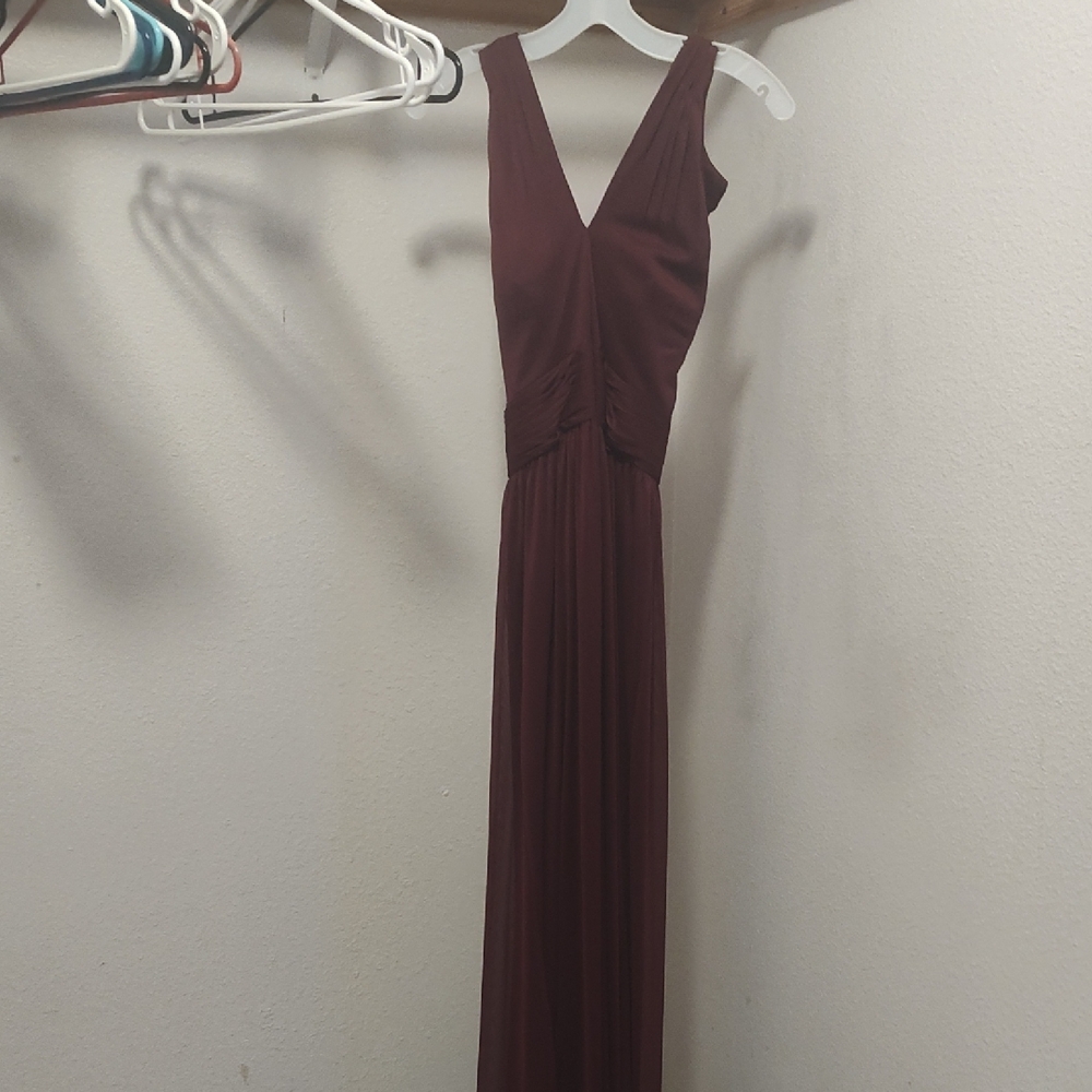 David's Bridal Deep Red Maxi Dress